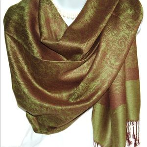 Green and Brown Paisley Pashmina
